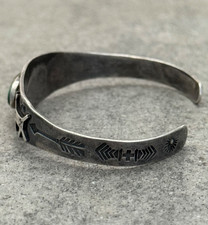 Vintage FRED HARVEY ERA Navajo Turquoise HORSE DOG Sterling Bracelet 6.75 in - Additional view 5