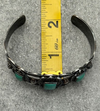 FRED HARVEY ERA Navajo TRIPLE Turquoise Thunderbird Sterling Bracelet 34+g 7 in - Additional view 11