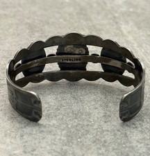 FRED HARVEY ERA Navajo TRIPLE Turquoise Thunderbird Sterling Bracelet 34+g 7 in - Additional view 8