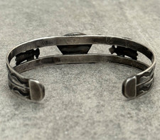 Vintage 40s FRED HARVEY era Navajo Thunderbird Turquoise Silver Bracelet 7.25 in - Additional view 12