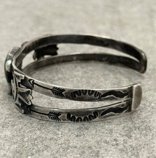Vintage 40s FRED HARVEY era Navajo Thunderbird Turquoise Silver Bracelet 7.25 in - Additional view 10