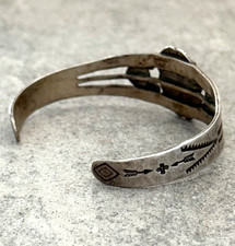 Vintage FRED HARVEY ERA Navajo Turquoise STAMPED Sterling Bracelet 6.75 in - Additional view 5