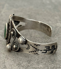 Vintage FRED HARVEY ERA Navajo Turquoise SNAKE CONCHO Sterling Bracelet 6.75 in - Additional view 5