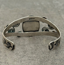 Vintage FRED HARVEY ERA Navajo Turquoise SNAKE CONCHO Sterling Bracelet 6.75 in - Additional view 7