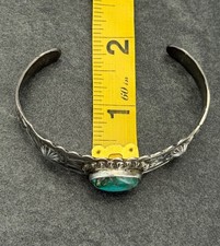 FRED HARVEY ERA Navajo Turquoise Sterling FLUTED BUTTONS Bracelet 6.75 in - Additional view 11