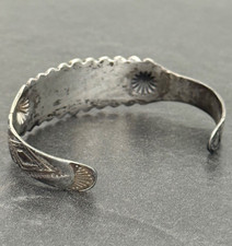 FRED HARVEY ERA Navajo Turquoise Sterling FLUTED BUTTONS Bracelet 6.75 in - Additional view 5