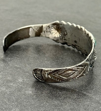 FRED HARVEY ERA Navajo Turquoise Sterling FLUTED BUTTONS Bracelet 6.75 in - Additional view 7