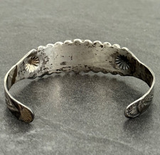 FRED HARVEY ERA Navajo Turquoise Sterling FLUTED BUTTONS Bracelet 6.75 in - Additional view 8