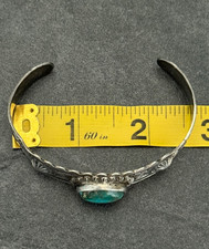FRED HARVEY ERA Navajo Turquoise Sterling FLUTED BUTTONS Bracelet 6.75 in - Additional view 10