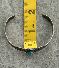 OLD FRED HARVEY ERA Navajo Turquoise THUNDERBIRD Sterling Bracelet 6.5 in - Additional view 11