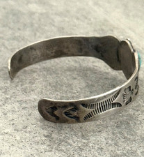 OLD FRED HARVEY ERA Navajo Turquoise THUNDERBIRD Sterling Bracelet 6.5 in - Additional view 7