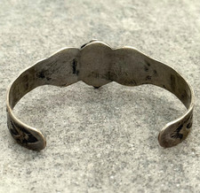 OLD FRED HARVEY ERA Navajo Turquoise THUNDERBIRD Sterling Bracelet 6.5 in - Additional view 8