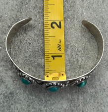 OLD FRED HARVEY ERA  Navajo Turquoise Reverse punch Sterling Bracelet 7.25 in - Additional view 11