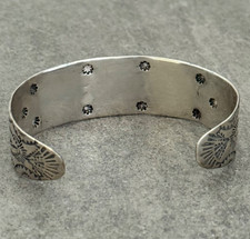 OLD FRED HARVEY ERA  Navajo Turquoise Reverse punch Sterling Bracelet 7.25 in - Additional view 8