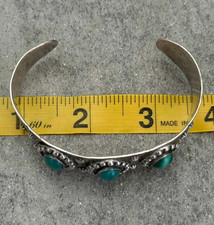 OLD FRED HARVEY ERA  Navajo Turquoise Reverse punch Sterling Bracelet 7.25 in - Additional view 10
