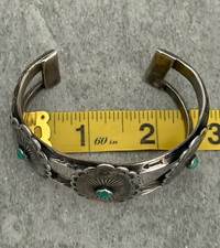 Vintage FRED HARVEY era Navajo Turquoise CONCHO silver Bracelet 50.5g 6.75 in - Additional view 11