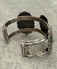 Vintage FRED HARVEY era Navajo Turquoise CONCHO silver Bracelet 50.5g 6.75 in - Additional view 7
