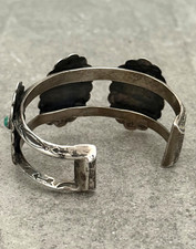 Vintage FRED HARVEY era Navajo Turquoise CONCHO silver Bracelet 50.5g 6.75 in - Additional view 8