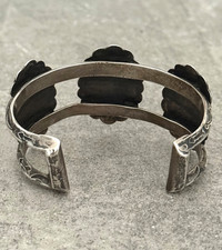 Vintage FRED HARVEY era Navajo Turquoise CONCHO silver Bracelet 50.5g 6.75 in - Additional view 9