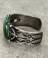 OLD Fred Harvey Era Native American Navajo Turquoise Sterling Bracelet 6.25 in - Additional view 4