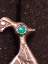 Vintage Fred Harvey Era Sterling Silver Navajo Sandcast Road Runner Pin Brooch - Additional view 2