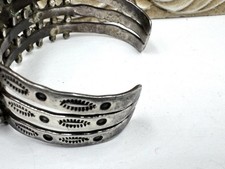 Fred Harvey Era Navajo Sterling Silver Snake Eyes Turquoise Cuff  Bracelet 40g - Additional view 3