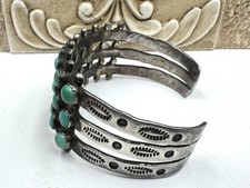 Fred Harvey Era Navajo Sterling Silver Snake Eyes Turquoise Cuff  Bracelet 40g - Additional view 4