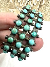 Fred Harvey Era Navajo Sterling Silver Snake Eyes Turquoise Cuff  Bracelet 40g - Additional view 7