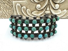 Fred Harvey Era Navajo Sterling Silver Snake Eyes Turquoise Cuff Bracelet 40g