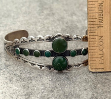 RARE FRED HARVEY ERA Navajo CERRILLOS Turquoise Sterling Bracelet 6.9 in - Additional view 12