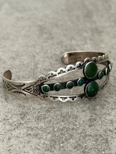 RARE FRED HARVEY ERA Navajo CERRILLOS Turquoise Sterling Bracelet 6.9 in - Additional view 16