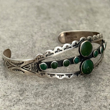 RARE FRED HARVEY ERA Navajo CERRILLOS Turquoise Sterling Bracelet 6.9 in - Additional view 4