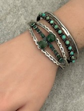RARE FRED HARVEY ERA Navajo CERRILLOS Turquoise Sterling Bracelet 6.9 in - Additional view 5