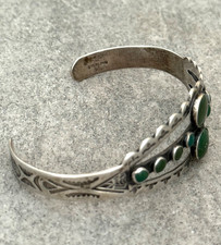 RARE FRED HARVEY ERA Navajo CERRILLOS Turquoise Sterling Bracelet 6.9 in - Additional view 8