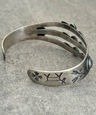 RARE FRED HARVEY ERA Navajo WHIRLING LOG Turquoise Sterling Bracelet 6.75 in - Additional view 6