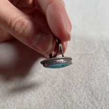 Navajo Ring Turquoise Fred Harvey Era Sterling Oval Handmade Historical Measured - Additional view 11