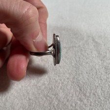 Navajo Ring Turquoise Fred Harvey Era Sterling Oval Handmade Historical Measured - Additional view 13