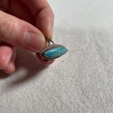 Navajo Ring Turquoise Fred Harvey Era Sterling Oval Handmade Historical Measured - Additional view 14