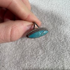 Navajo Ring Turquoise Fred Harvey Era Sterling Oval Handmade Historical Measured - Additional view 20