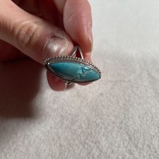 Navajo Ring Turquoise Fred Harvey Era Sterling Oval Handmade Historical Measured - Additional view 10