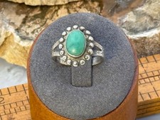 Fred Harvey Era Navajo Sterling Silver Turquoise Beaded Ring sz 6.75--LBB25.18 - Additional view 1
