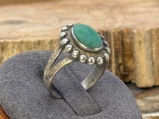 Fred Harvey Era Navajo Sterling Silver Turquoise Beaded Ring sz 6.75--LBB25.18 - Additional view 2