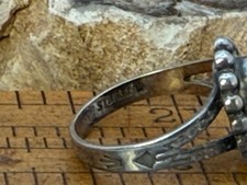 Fred Harvey Era Navajo Sterling Silver Turquoise Beaded Ring sz 6.75--LBB25.18 - Additional view 4