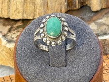Fred Harvey Era Navajo Sterling Silver Turquoise Beaded Ring sz 6.75--LBB25.18
