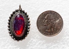 Vintage Fred Harvey Era DRAGON'S BREATH OPAL Sterling Silver Pendant NATIVE AMER - Additional view 1