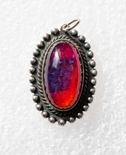 Vintage Fred Harvey Era DRAGON'S BREATH OPAL Sterling Silver Pendant NATIVE AMER - Additional view 4