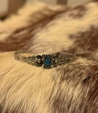 Vintage Navajo  Turquoise Native American Cuff Bracelet Fred Harvey Era - Additional view 1