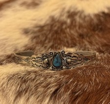 Vintage Navajo Turquoise Native American Cuff Bracelet Fred Harvey Era