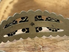 Vintage Navajo Fred Harvey Era, Nickel Silver Turquoise Stamped Cuff--2746.25 - Additional view 5