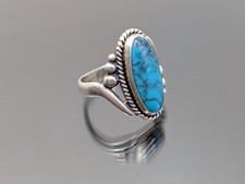 Rare Dainty Vtg Fred Harvey Era Bell Trading Post Sterling Silver Turquoise Ring - Additional view 1